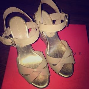 Ivanka Trump Tan Leather WedgePlatform Shoes Sz 6